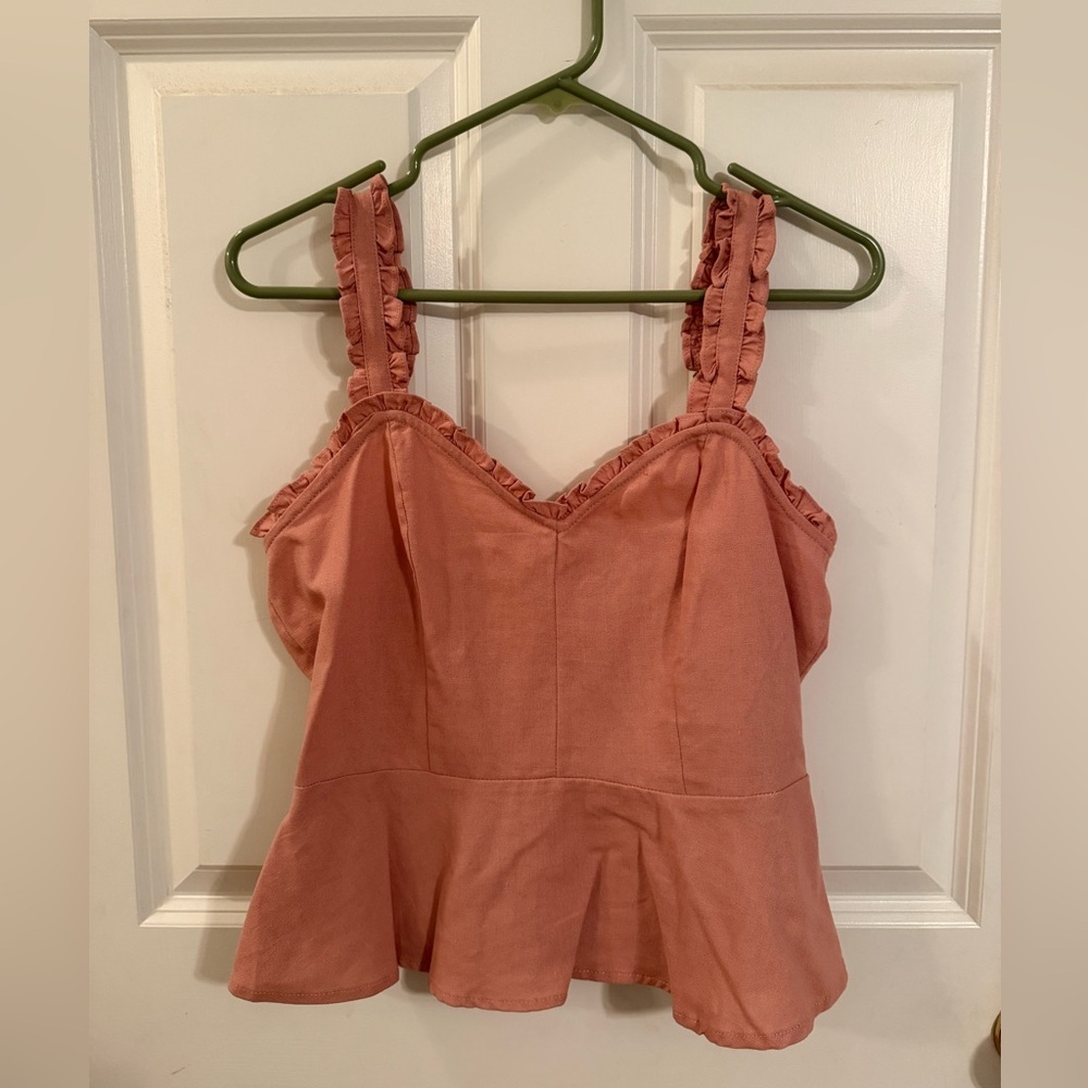 Pink Ruffled Peplum Camisole Top